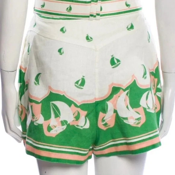 Zimmermann High-tie Sailboats Printed Shorts Size 3